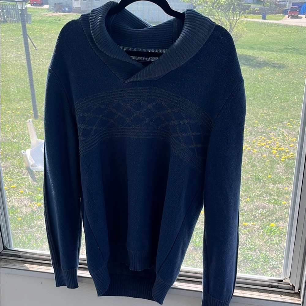 American Rag Blue V-Neck Sweater with Textured Knit